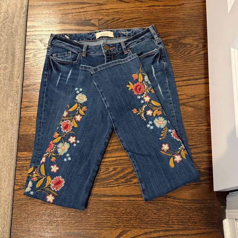Sundance Magnolia Jeans with Floral Embroidery